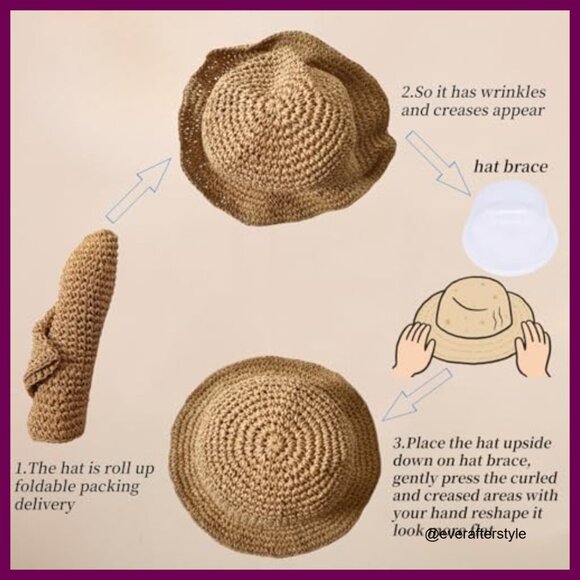 Floppy Wide Brim Straw Sun Hat Foldable Travel Beach main image 2